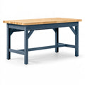Établi d'atelier 150 x 75 x 90 cm plateau en bois massif structure acier bleu industriel