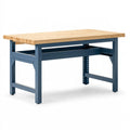 Établi 200 x 80 x 90 cm en bois et acier bleu style industriel réglable