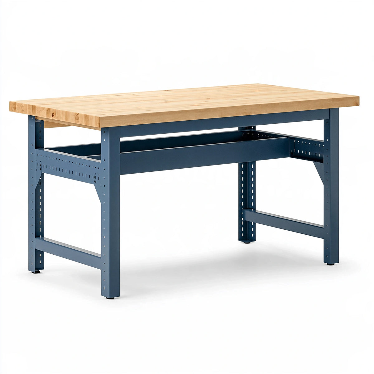 Établi 200 x 80 x 90 cm en bois et acier bleu style industriel réglable