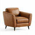 Fauteuil 85 x 85 x 85 cm en revêtement aspect cuir camel - style contemporain