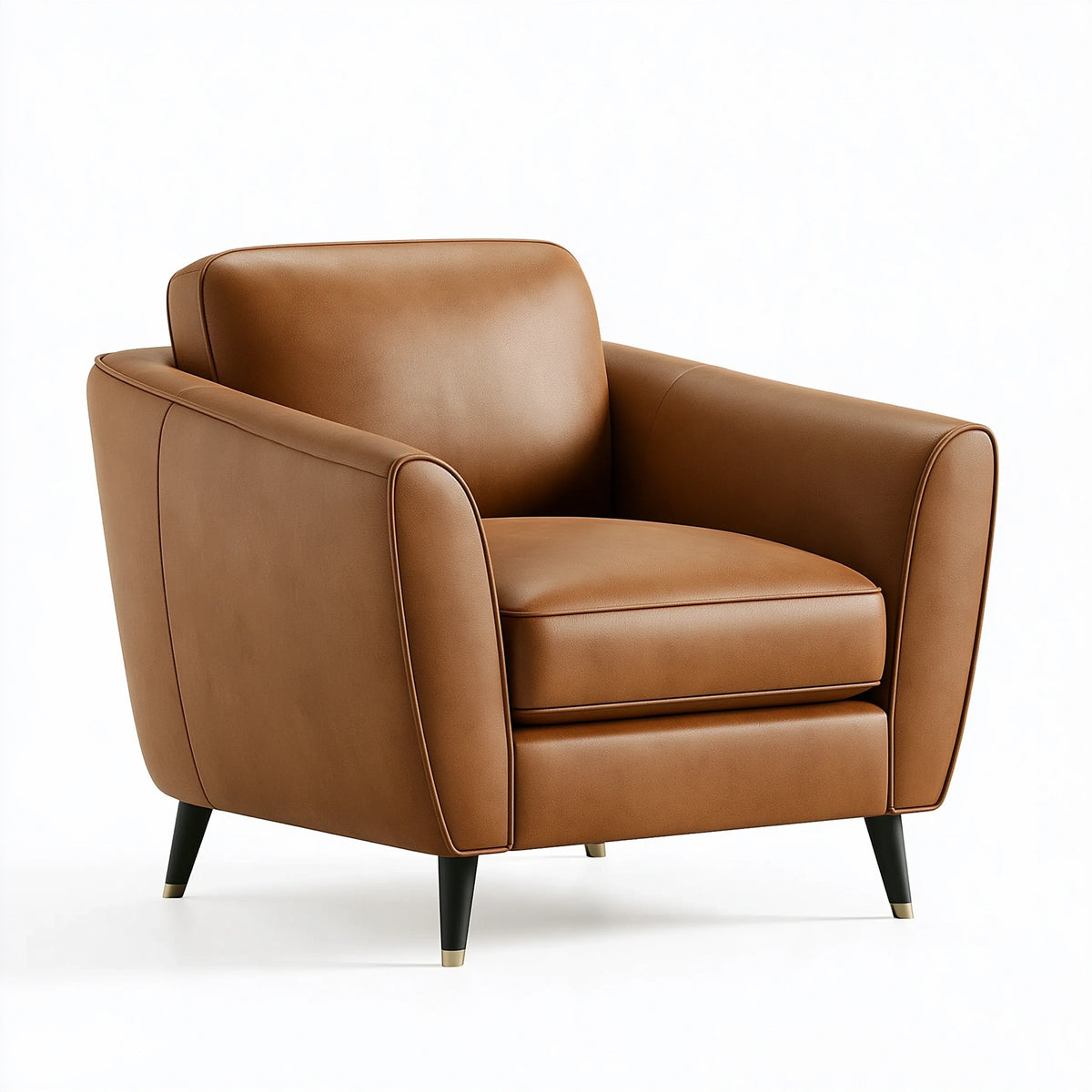 Fauteuil 85 x 85 x 85 cm en revêtement aspect cuir camel - style contemporain