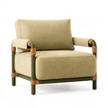 Fauteuil 78 x 82 x 88 cm en tissu beige et métal vert style naturel