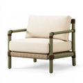 Fauteuil de jardin 75 x 80 x 85 cm en métal vert et tissu beige style naturel