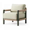 Fauteuil de jardin 76 x 80 x 78 cm en métal corde tressée beige vert style contemporain
