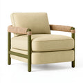 Fauteuil 75 x 80 x 85 cm en tissu beige et métal vert style naturel