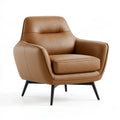 Fauteuil 82 x 82 x 90 cm marron en revêtement aspect cuir avec pieds en métal style contemporain