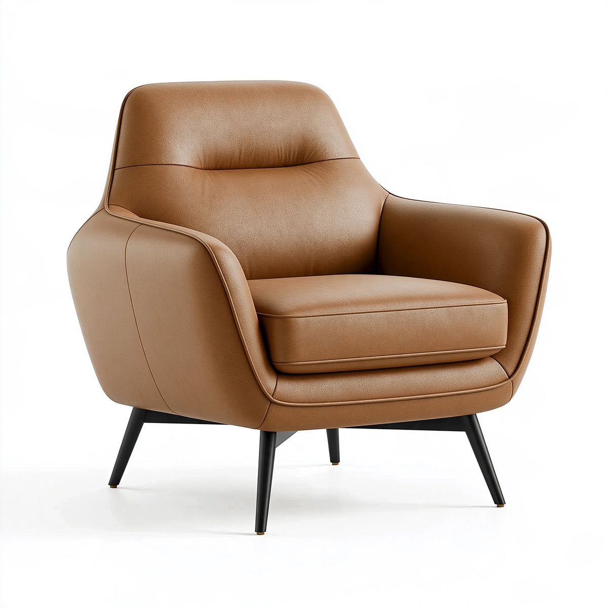 Fauteuil 82 x 82 x 90 cm marron en revêtement aspect cuir avec pieds en métal style contemporain
