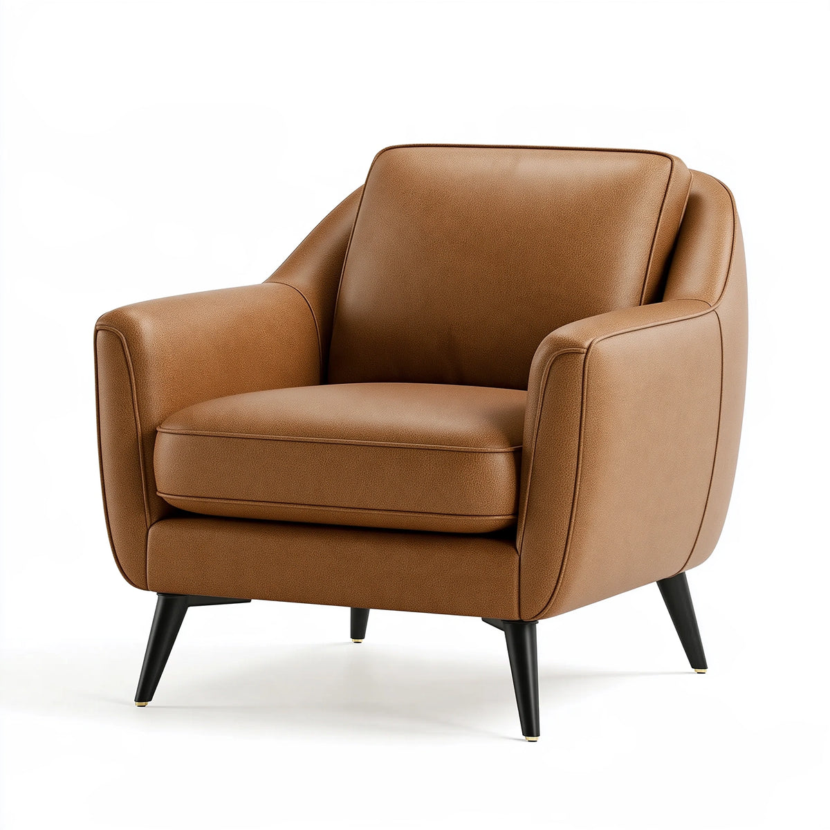 Fauteuil 85 x 85 x 88 cm en revêtement aspect cuir camel style contemporain