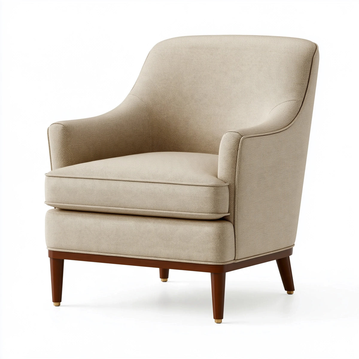 Fauteuil 78 x 82 x 102 cm en tissu beige avec pieds en bois - style classique pour salon
