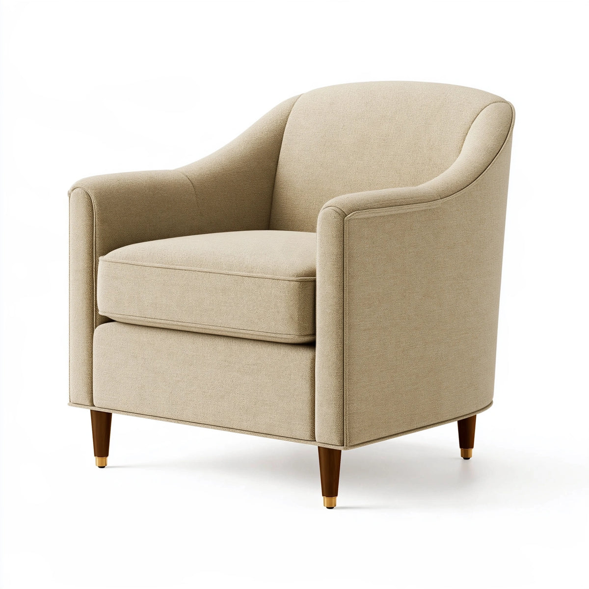Fauteuil 80 x 78 x 90 cm en tissu beige avec pieds en bois style classique