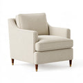 Fauteuil 80 x 85 x 95 cm en tissu beige avec pieds en bois - Style contemporain