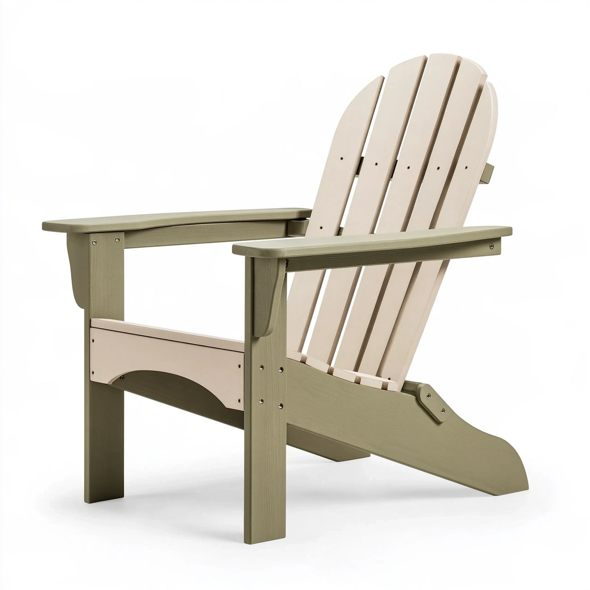 Fauteuil Adirondack 79 x 86 x 98 cm en bois vert kaki et beige pour extérieur