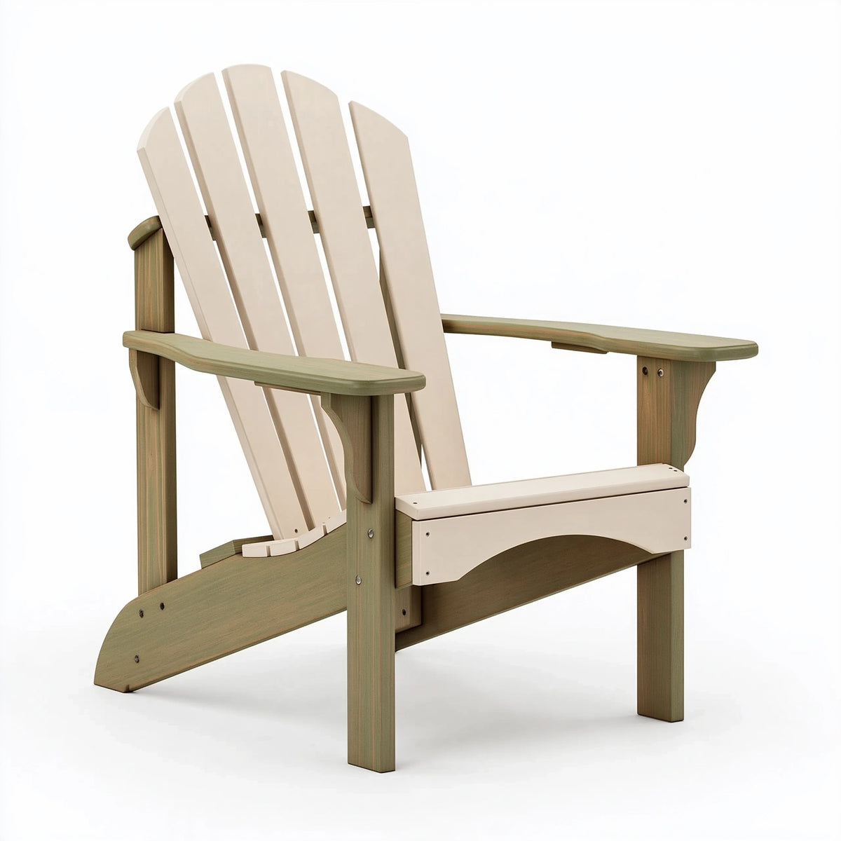Fauteuil Adirondack 95 x 80 x 100 cm en bois beige et vert style extérieur