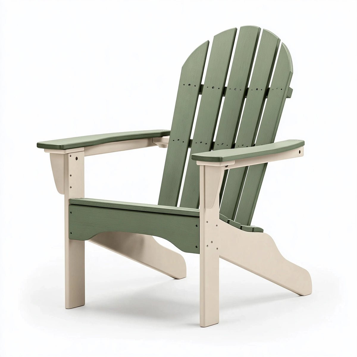 Fauteuil de jardin Adirondack 83 x 79 x 98 cm en plastique vert et beige avec accoudoirs