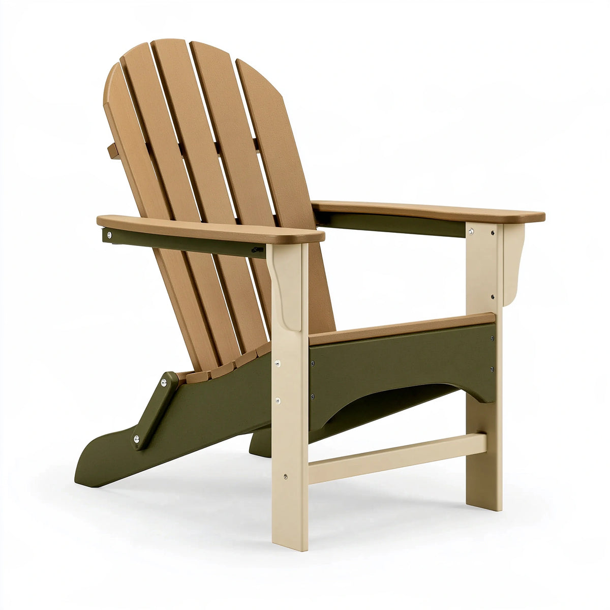 Fauteuil de jardin Adirondack 83 x 80 x 97 cm en plastique beige vert olive à dossier incliné