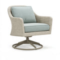 Fauteuil de jardin pivotant 78 x 82 x 93 cm en résine tressée beige avec coussins vert sauge