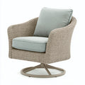 Fauteuil pivotant 78 x 76 x 86 cm fibres tressées beige vert sauge style jardin