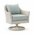 Fauteuil pivotant 80 x 85 x 88 cm en résine tressée beige vert d'eau pour jardin