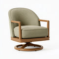 Fauteuil pivotant 76 x 78 x 86 cm en tissu vert avec structure en bois