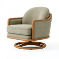 Fauteuil pivotant 80 x 85 x 95 cm tissu vert sauge et bois style contemporain