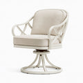 Fauteuil pivotant 75 x 78 x 98 cm en bois et tissu beige style classique