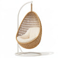 Fauteuil suspendu 105 x 105 x 195 cm en fibres tressées naturelles et métal blanc style bohème