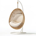 Fauteuil suspendu 105 x 95 x 195 cm en rotin naturel avec support blanc style bohème
